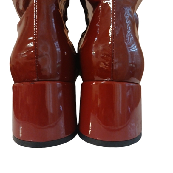 Italian Patent Burgundy Knee High Block Heel Boots Women’s size … - Picture 8 of 14